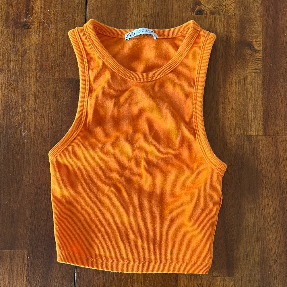 Zara Bright Orange Sleeveless Top